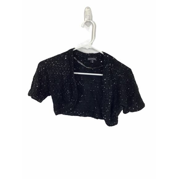 George Sequined Black Shrug Sweater Medium 7-8 - Picture 1 of 5